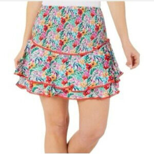 Lost and Wander Skirt Smocked Waist Floral Ruffle Mini Boho New
